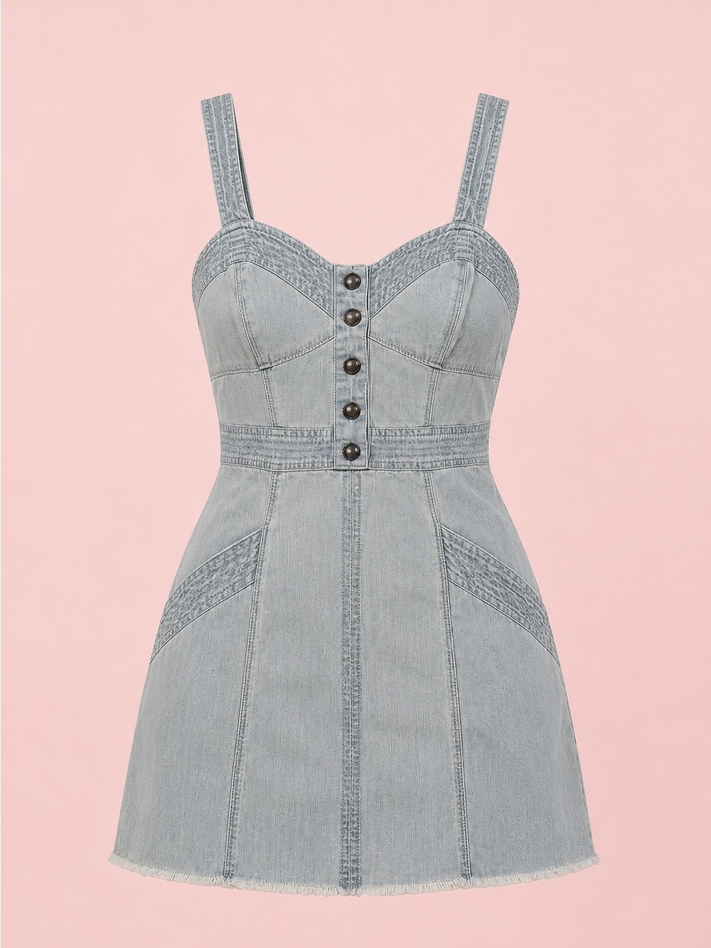Express Light Blue Denim Button-Front Mini Dress
